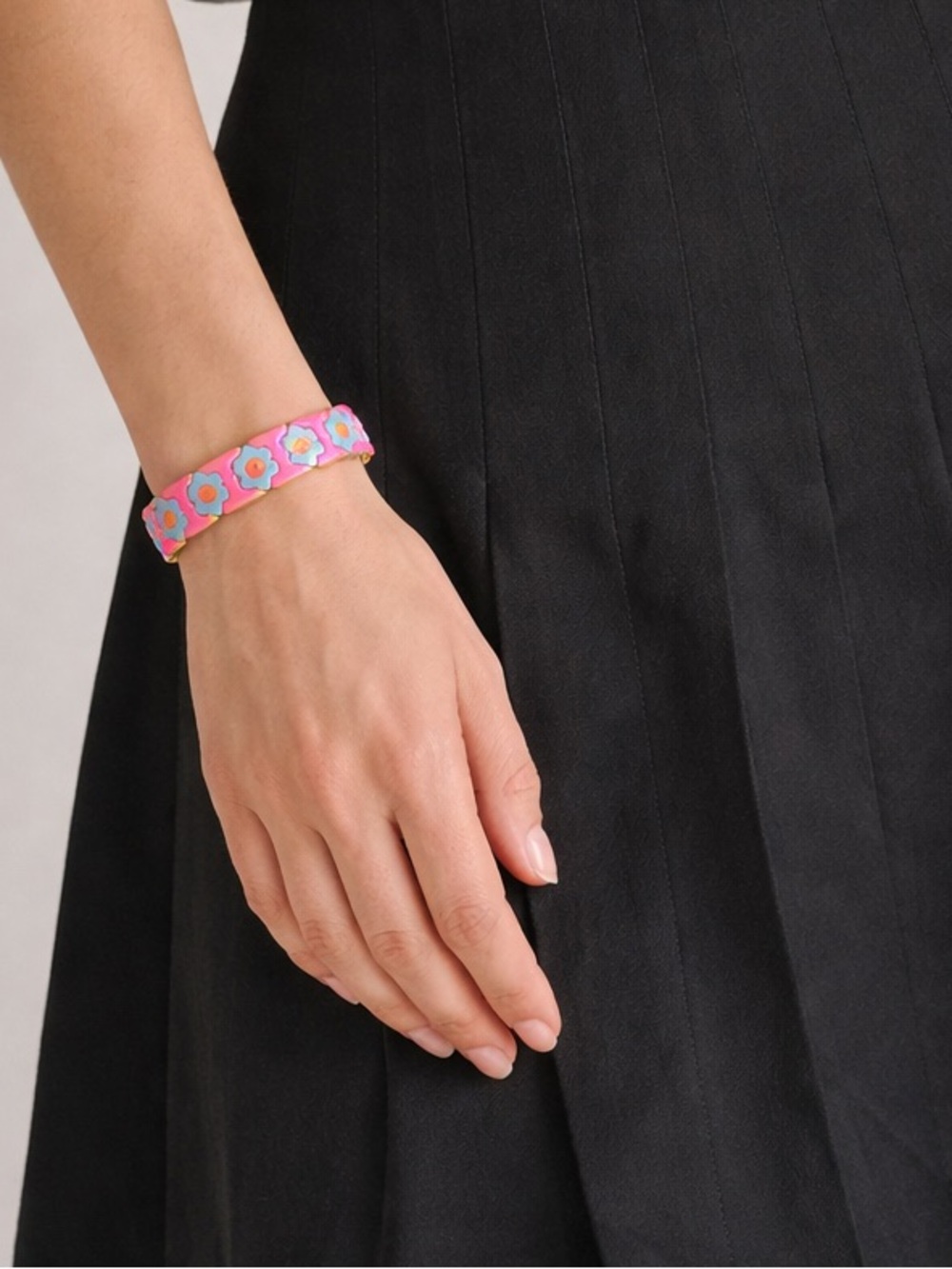 Roxanne Assoulin Pink and Aqua Floral Stretch Bracelet - Women Jewelry